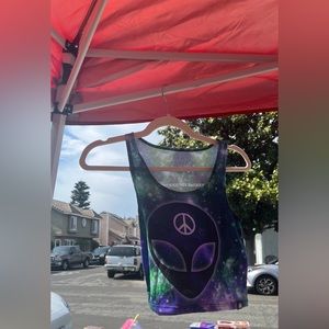 Alien-themed rave cropped tank top